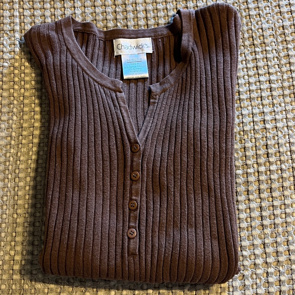 Chadwicks Chocolate Ribbed Knit Top - Picture 5 of 6